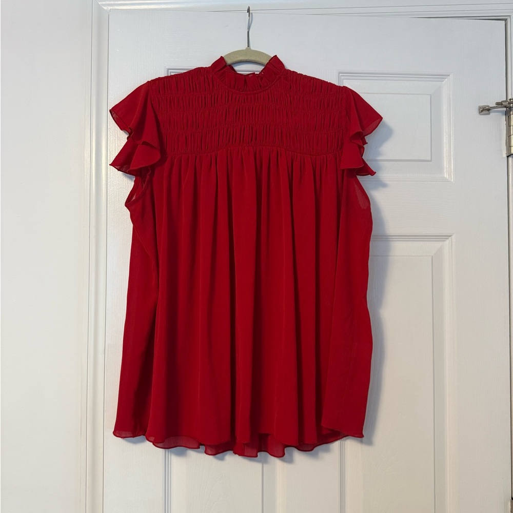 Zara Vibrant Red Ruffle Blouse